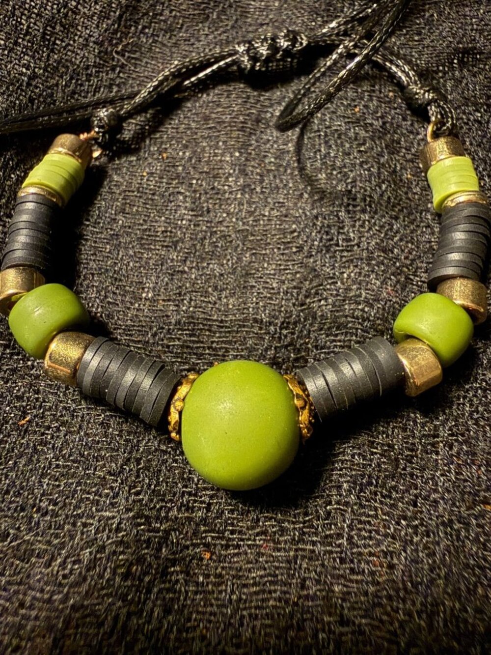 Olive & Charcoal Artisan Bracelet — Handmade by Sea & Soul Designs